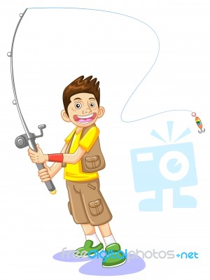 Fisher Boy Holding Fishhook Stock Image