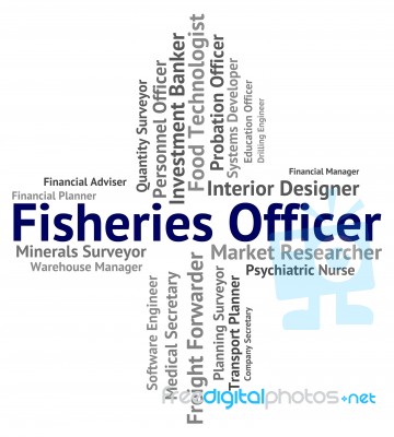 Fisheries Officer Representing Recruitment Fishery And Occupations Stock Image