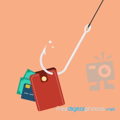 Fishhook With Wallet Stock Image