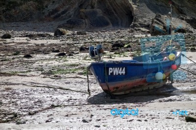 Fishing Boat Beached At Bude Stock Photo