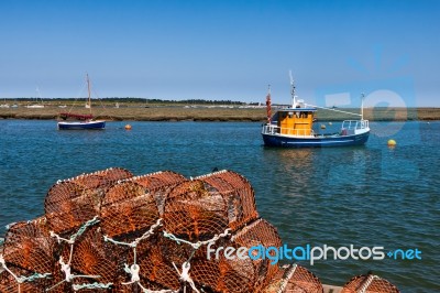 Fishing Boat Moored At Wells Town Norfolk Stock Photo
