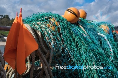 Fishing Nets On The Quay At Lyme Regis Stock Photo