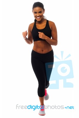 Fit Female Jogger, Studio Shot Stock Photo