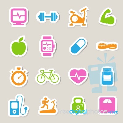 Fitness And Health Icons Stock Image