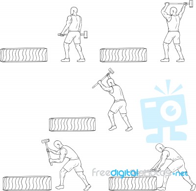 Fitness Athlete Hammer Workout Collection Set Stock Image