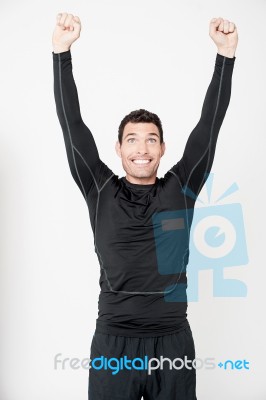 Fitness Male Athlete Celebrating His Success Stock Photo