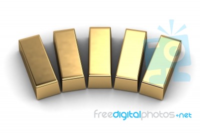 Five Gold Bars Stock Image