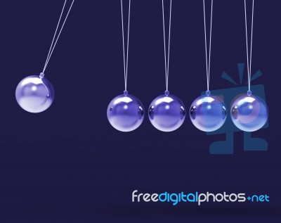 Five Silver Newtons Cradle Shows Blank Spheres Copyspace For 5 L… Stock Image