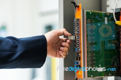 Fix Network Switch In Data Center Room Stock Photo