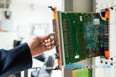 Fix Network Switch In Data Center Room Stock Photo