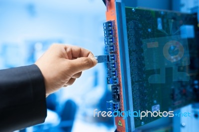 Fix Network Switch In Data Center Room Stock Photo