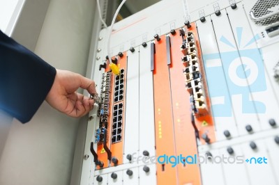 Fix Network Switch In Data Center Room Stock Photo