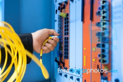 Fix Network Switch In Data Center Room Stock Photo