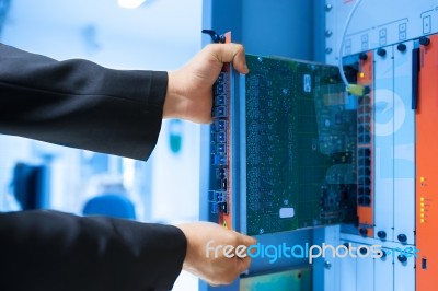 Fix Network Switch In Data Center Room Stock Photo