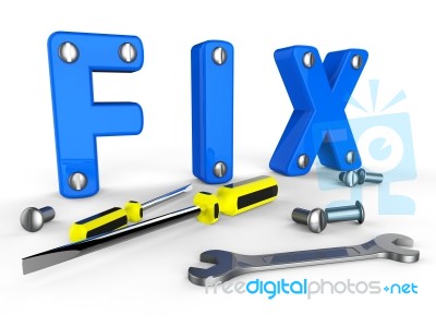Fix Word Means Mends Mend And Maintenance Stock Image