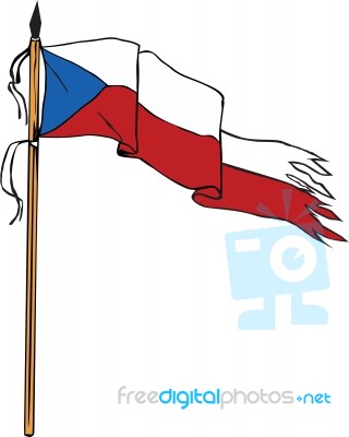 Flag Czech Republic Torn Ripped Retro Stock Image