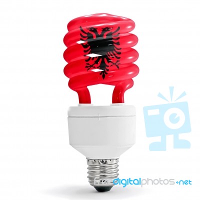Flag Of Albania On Bulb Stock Photo