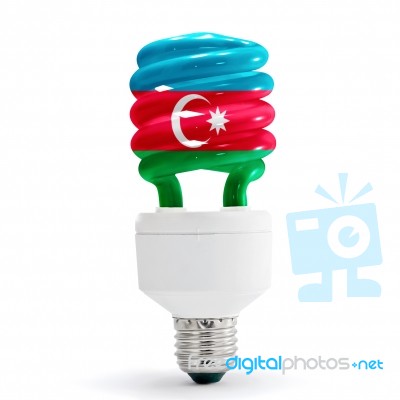 Flag Of Azerbaijan On Bulb Stock Photo