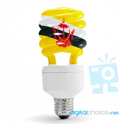 Flag Of Brunei On Bulb Stock Photo