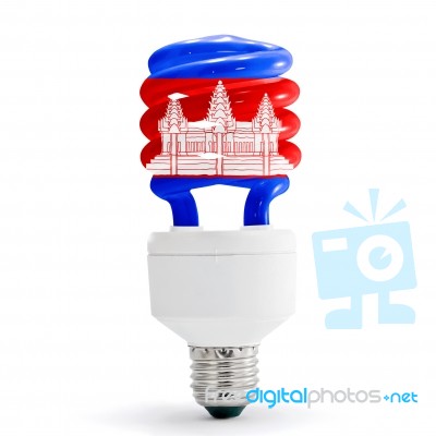 Flag Of Cambodia On Bulb Stock Photo