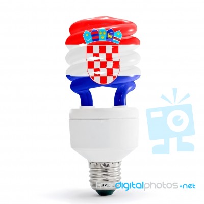 Flag Of Croatia On Bulb Stock Photo
