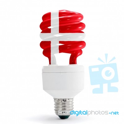 Flag Of Denmark On Bulb Stock Photo