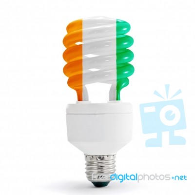 Flag Of Ivory Coast On Bulb Stock Photo