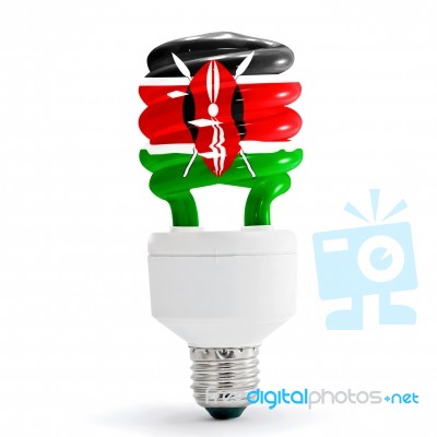 Flag Of  Kenya On Bulb Stock Photo