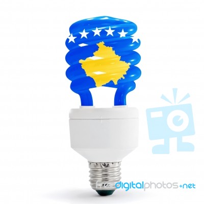 Flag Of Kosovo On Bulb Stock Photo