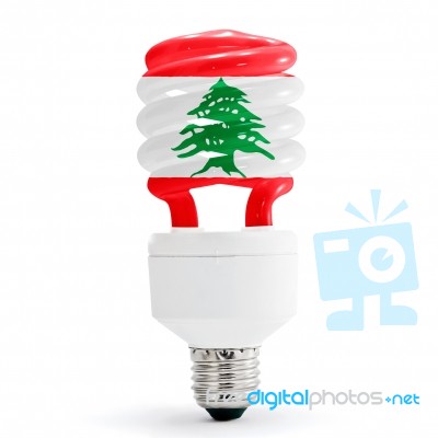Flag Of  Lebanon On Bulb Stock Photo