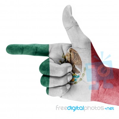 Flag Of Mexico On Hand Stock Photo