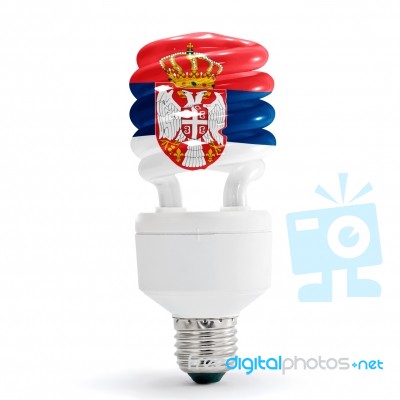 Flag Of Serbia On Bulb Stock Photo