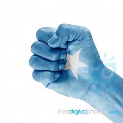 Flag Of Somalia On Hand Stock Photo