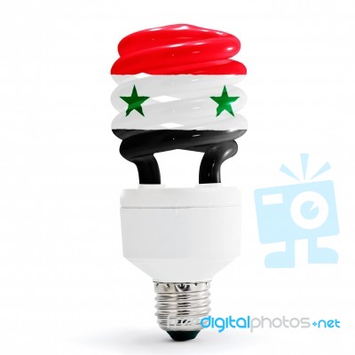 Flag Of  Syria On Bulb Stock Photo