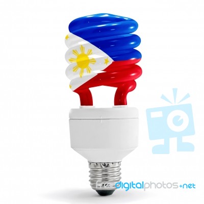 Flag Of The Philippines On Bulb Stock Photo