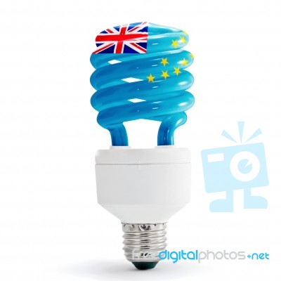 Flag Of Tuvalu On Bulb Stock Photo