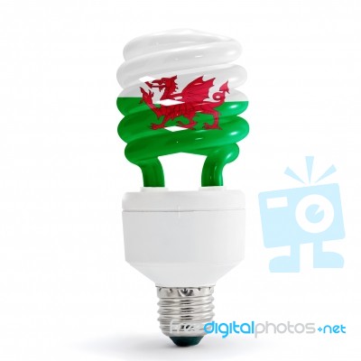 Flag Of Wales On Bulb Stock Photo