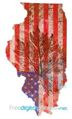 Flag Patterned Illinois State Map Stock Image
