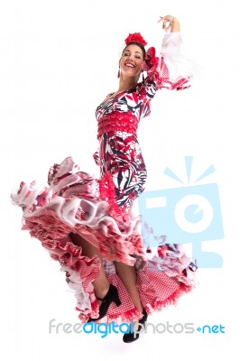 Flamenco Dancer In Beautiful Dress Stock Photo