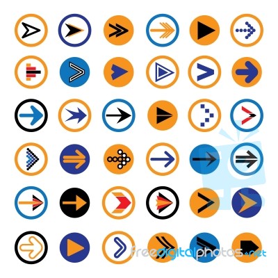 Flat Abstract Arrow In Circles Icons, Symbols  Illustratio Stock Image