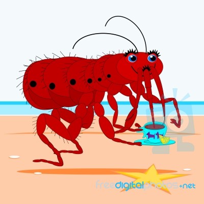 Flea Drinking Tea Stock Image Flea Drinking Tea Stock Image