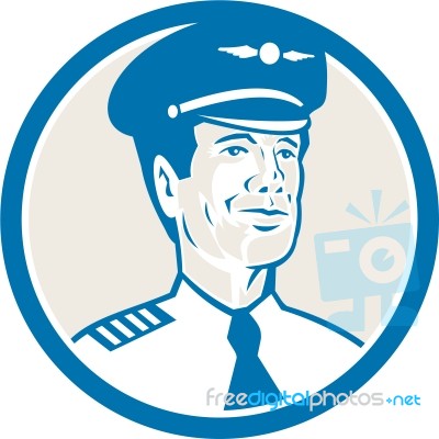 Flight Engineer Navigator Circle Retro Stock Image