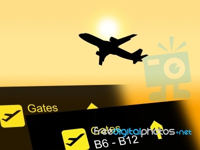 Flight Vacation Indicates Transport Aeroplane And Departure Stock Image