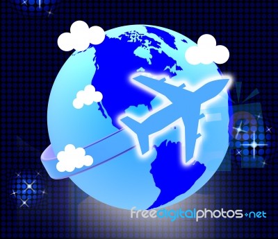 Flights Travel Represents Earth Touring And Journeys Stock Image