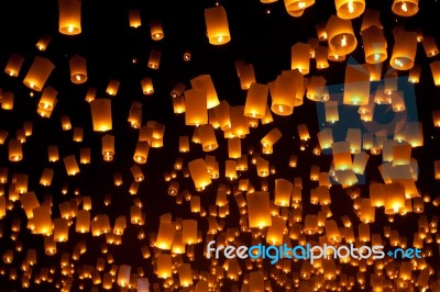 Floating Lanterns Stock Photo