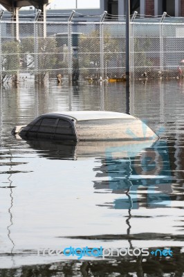 Flooded Car Stock Photo