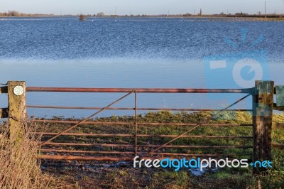 Flooded Land Near Ely Stock Photo