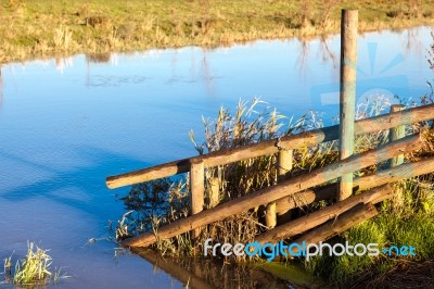 Flooded Land Near Ely Stock Photo