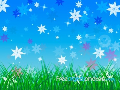 Floral Background Represents Green Grass And Petals Stock Image