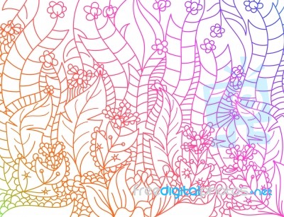 Floral Gradients Colors Lined Artistically Scene Stock Image